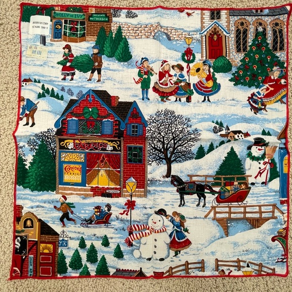 Vintage Christmas Napkins Set of 4 Snowman Carolers Sleigh Ride Holiday NEW NOS - Picture 6 of 6